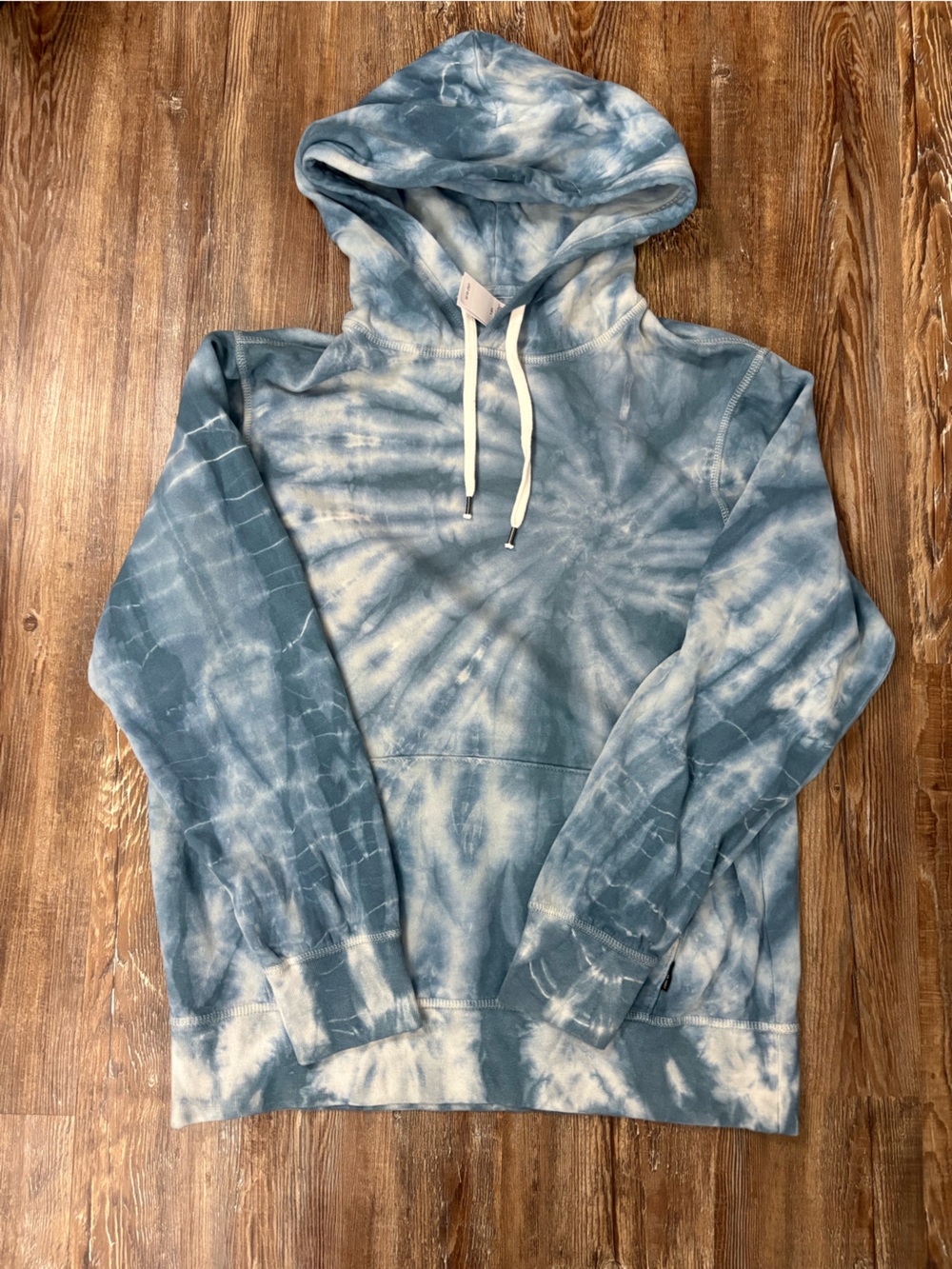 NWT American Eagle AE Super Soft Fleece Tie-Dye Hoodie Washed Blue Large Preppy